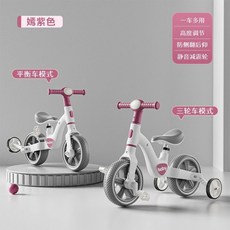 베이비 키즈 2 in 1 밸런스 자전거 (페달 보조바퀴 포함) 접이식 조절 가능 시트 1-6세 유아용 실내외 라이딩, Yan Purple