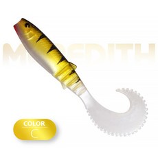 [루어 낚시 베이트] MEREDITH 70mm 90mm 110mm 식인종 곡선 꼬리 인공 워블러 미끼 소프트 실리콘 웜 배스 루어 수플레, [00] 90mm 10pcs, [00] C