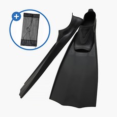 비치담 스노클링 오리발 롱핀 메쉬 가방 세트, 블랙 M [240mm]