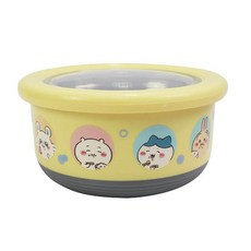 兒童餐碗 卡通造型不鏽鋼保鮮碗 附密封蓋 幼兒園寶寶餐具, 吉伊卡哇-黃, 1個