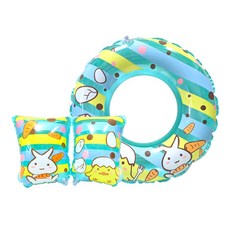 WEKO 24吋兔子小雞泳圈 手臂圈組合(兒童泳圈 造型泳圈 浮力圈 臂圈 浮圈 游泳學習圈), 綠色, 1個