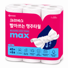크리넥스 빨아쓰는 클리어핑크 행주타월 45매 6롤, 1세트, 6개입