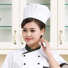 廚師帽 滌棉蘑菇帽 可調節男女通用, 白色,可調節, 白色, 可調節