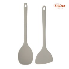 실리닷 실리콘 이유식 조리도구 2종 멀티스푼+스파출라 세트, 그레이, 1개
