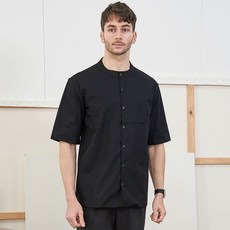 검정 U넥 포켓 반팔조리복 (남성용) / 쉐프복 셰프복 주방 유니폼 한식 조리사복 조리복