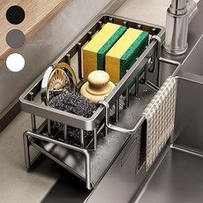 다용도 주방 수세미 선반 건조대 싱크대 거치대, 화이트, 화이트, 1개