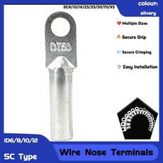 와이어 노즈 터미널 베어 구리 블록 러그 구멍 압착 커넥터, 1개, A. 5pcs