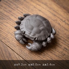 螃蟹茶濾擺件 紫砂茶漏 濾網茶隔, 紫泥螃蟹一體茶漏, 1個