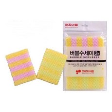국내백화점 키친아트 주방도구 버블수세미 2매 망사 위생 설거지 주방 청소 냄비 프라이펜