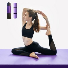 Aram 두꺼운 와이드 NBR 운동 요가매트 20mm 미끄럼방지+스트랩 가방, 퍼플, 1개