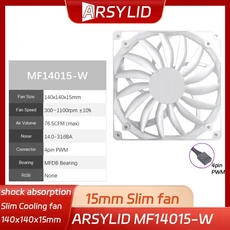 ARSYLID MF14015 14cm ARGB 슈퍼 슬림 두께 초박형 PWM 온도 제어 섀시 냉각 팬 5V, 02 MF14015-w, 01 default