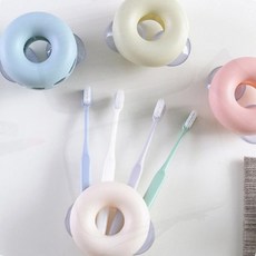 도넛형 칫솔꽂이 흡착식 벽걸이 화장실 욕실 양치도구 정리 꽂이형, 블루, 1개