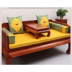 전통 세트 사극 폐백 왕실 침구 예단 좌식 황실 호텔 궁중 매트 실크 이불세트퀸 방석, 밝은 노란색