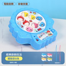 電動釣魚玩具兒童早教益智1-6兩歲磁性寶寶女孩男孩玩具禮物, 1個, 藍★小號【8魚】:電池款