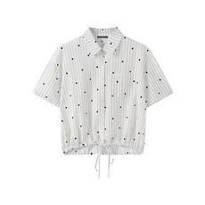 르샵 도트 스트라이프 스트링 반팔 블라우스 DQ2BA032A