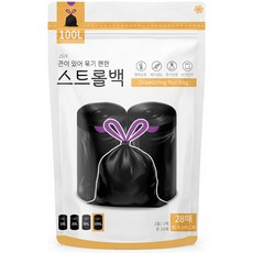 스트롤백 끈 달린 검정 비닐 봉투 배달 묶기 편한 끈있는, 28개, 100L