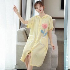 純棉紗布夏季女士短袖浴袍 居家服