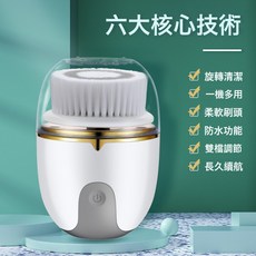 DFMEI 新款手持電動旋轉潔面儀多功能家用小型充電款防水軟毛洗臉刷, 1個, 白色:中文說明書