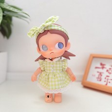 Zsiga 이동식 인형 갈망의 장소 BJD Gazi 자매 아기 드레스 Bonnette 빈티지 플로럴 스커트 흑백 웨딩드레스, 20CM 가지 누나의 옷에는 인형이 포함되어 있지 않다, 캣포 체크무늬 드레스 그린