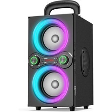 TPyess 블루투스 스피커 80W피크 무선 TWS 휴대용 비트 구동 조명 100dB 라우드 스테레오 스피커베이스업 포함 야외 파티 캠핑을 위한 서브우퍼, DeepBlack