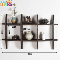 博古架實木現代簡約多寶閣中式壁掛式掛牆茶架置物架茶具架展示, 重燒桐木90*56