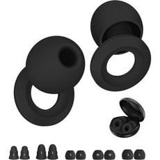 수면 소음 제거용 이어플러그 - 초점 코막힘 비행기 33dB 38dB 재사용 가능한 소프트 청력 보호 10 실리콘 및 폼 이어팁블랙, Black, One Size, 1개