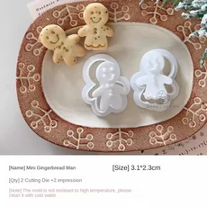 크리스마스 미니 진저 브레드 남자 쿠키 금형 퐁당 케이크 커터 베이킹 도구 소형 장식, 01 2PCS