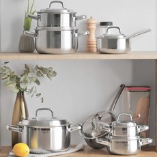 프리미엄 주방용품 스테인레스 통 5중 IH 냄비 7종, isum 페르비타 양수16