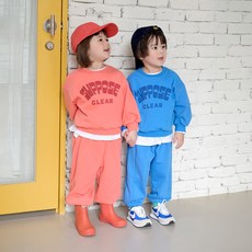 [12시전주문 오늘출발] 메르시보꾸 아동공용 오렌지소다셋업 긴소매 맨투맨 긴바지 세트 봄가을 캐주얼