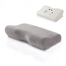 [힙합] 편안한 목 보호 정형 베개 느린 리바운드 메모리 폼 베개 커버 건강 관리 통증 완화 자궁 경부 쿠션, 50x30x10cm 6cm, 회색, 1개