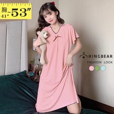 RINGBEAR 眼圈熊 中大尺碼孕婦睡衣 V領短袖居家服
