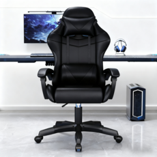 발받침 포함 각도 조절 가능 게이밍의자 회전 컴포트 컴퓨터 의자 승강 가능한 사무실 의자, 블랙(발받침 없음)