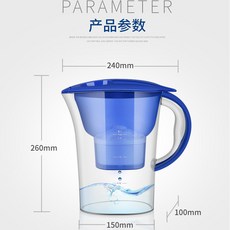 活性炭過濾淨水壺，家用廚房便捷濾水壺 0306, 1個, 2.5升一壺一芯藍色,濾水壺