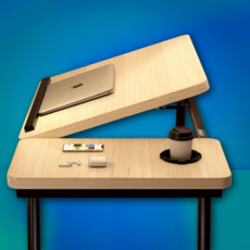 접이식 좌식 노트북 테이블 5단 각도조절 분리형 상판 컵홀더 활용도 높은 좌식 책상, 블랙