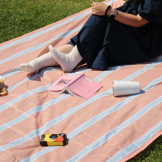 솜솜라이크 여행용 경량 피크닉매트 미니 방수 돗자리, 스트라이프 피치