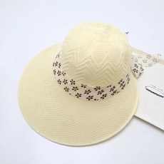 투니스 여성 캐주얼 입체 스트랩 챙모자, 봄용, 베이지 리본 밀키 화이트