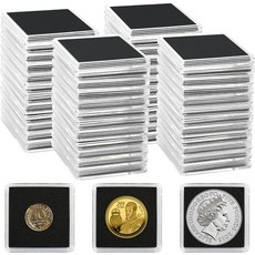 폴 삼촌 50 PCS 동전 캡슐 5 가지 크기의 검은색 개스킷 2025303540mm 스냅 홀더 수집용 투명 케이스 은 달러 파운드 센트 공급, [20/25/30/35/40MM], Black Gaskets [50