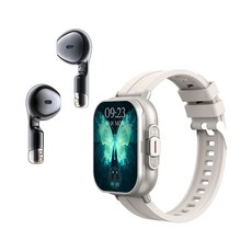 D8 智能手錶藍牙耳機二合一 觸控螢幕健康監測, 英文版-銀膠【雙耳通話聽歌】