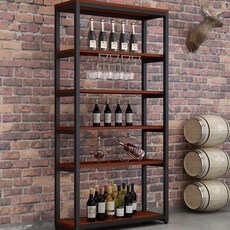 와인진열장 매장용 와인랙 스트레이트 직형 와인잔, 1개, M. 평 와인 랙 블랙 프레임 티크 80x35x180
