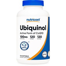 Nutricost Ubiquinol 소프트젤 (소프트젤 120개 | 1회 제공량당 100mg 흡수 항산화 물질 | CoQ10의 활성 형태 - 글루텐 프리 GMO 프리, 120 Count (Pack of 1), 1개, 120