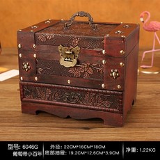 앤틱 화장품경대 원목화장품정리함 수납함 미니화장대, 1개, G 포도 락형