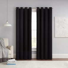 ECLIPSE Solid Thermapanel 모던 룸 다크닝 로드 포켓 창문 커튼 침실용 (패널 1개) 137.2 x 137.2cm(54 54인치) 네이비