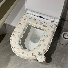 原創款拼接小狗馬桶墊四季通用防水免洗馬桶貼加厚可擦魔術貼坐墊, 如圖所示