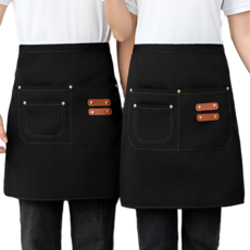 르브아 카페 허리 앞치마 방수 커피숍 주방, 2개, 트루블랙