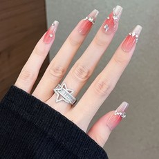 DFMEI 手工穿戴甲中長款杏仁美甲甲片ins風美甲貼片貓眼穿戴假指甲, 1個, 1g, SG828:XS碼【送膠水+砂條+清潔片+卸甲棒】