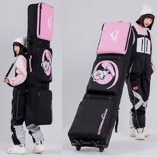 스노우보드 가방 더블 대용량 커플 장비 바퀴 166x36cm 수납 A타입 엣지백, 스페이스 핑크, 1개