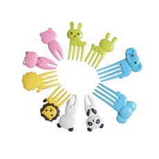 미니 동물 포크 10개 스낵 디저트용 도시락 이쑤시개 파티 장식 랜덤 색상, xed 10PCS