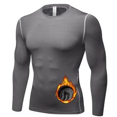 SPVISE 남성용 보온 압박 셔츠 긴소매 플리스 안감 속옷 상의 추운 날씨용 러닝 기어 베이스 레이어 겨울 1/4 지퍼 - 다크 그린 XL_145110, XL, 회색_145110