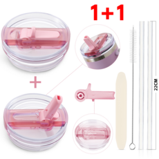 스탠리 텀블러 뚜껑 591mL/887mL/1180mL 스탠리 퀜처 프로투어 호환 진공 플립 빨대 뚜껑 탈부착 가능 세척 간편 세균방지 텀블러 액세서리 [1+1], 2개, 1180ml, 체리 블라썸 핑크