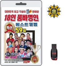 USB 18인 품바명인 베스트 앨범 59곡 휴대용라디오 mp3 트로트 노래 가요 음반 민요 대한민국 각설이 품바 한마당, 1개